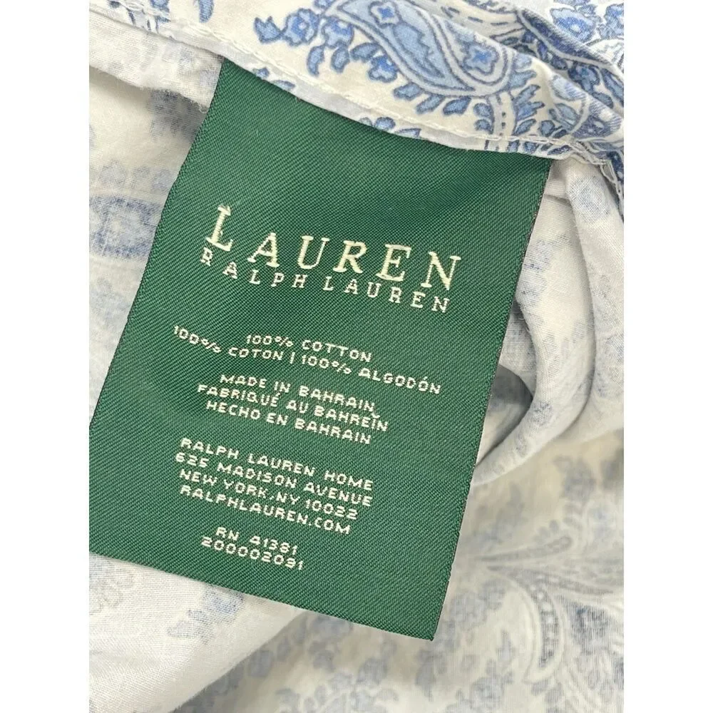 Ralph Lauren Striped Paisley Blue Full/double Sheet Set Flat Fitted Pillowcases